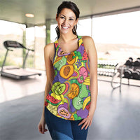 Hawaii Fruits Hippie Style Women Racerback Tank Vibrant Colorful