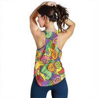 Hawaii Fruits Hippie Style Women Racerback Tank Vibrant Colorful