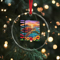 Hawaii Sea Turtle Crystal Glass Ornament Tropical Sunset Island Vacation Gift