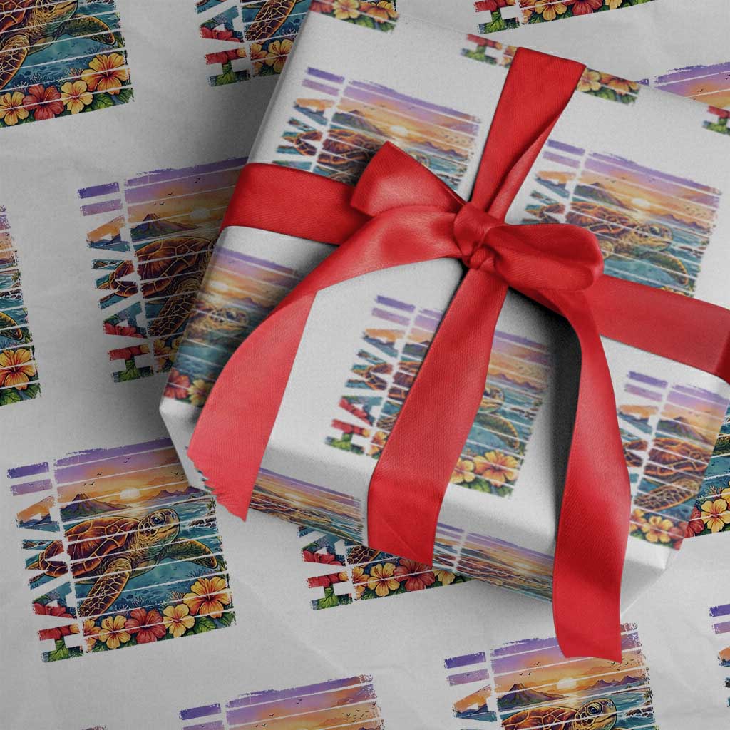 Hawaii Sea Turtle Wrapping Paper Roll Tropical Sunset Island Vacation Gift