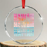 Hawaii Summer Vacation Crystal Glass Ornament Vintage Tropical Beach Graphic