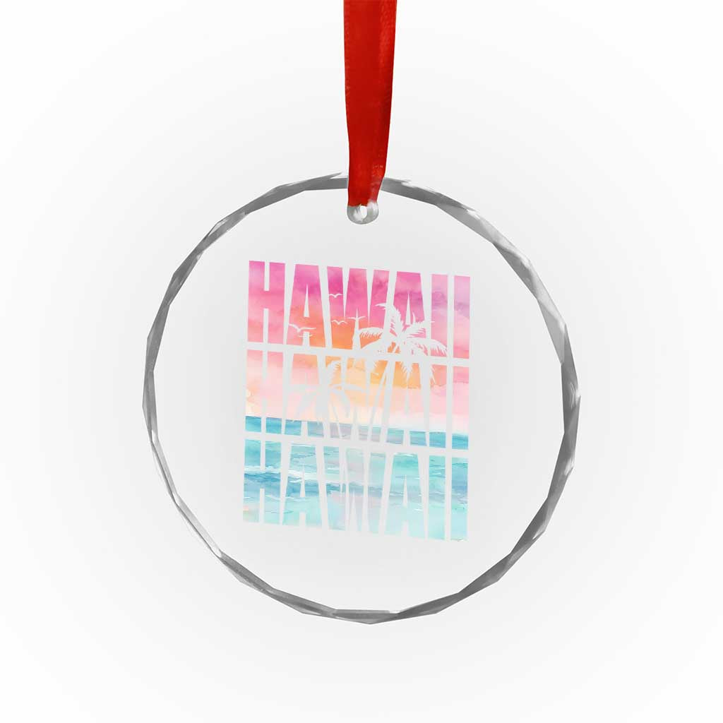 Hawaii Summer Vacation Crystal Glass Ornament Vintage Tropical Beach Graphic