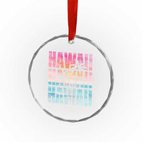Hawaii Summer Vacation Crystal Glass Ornament Vintage Tropical Beach Graphic