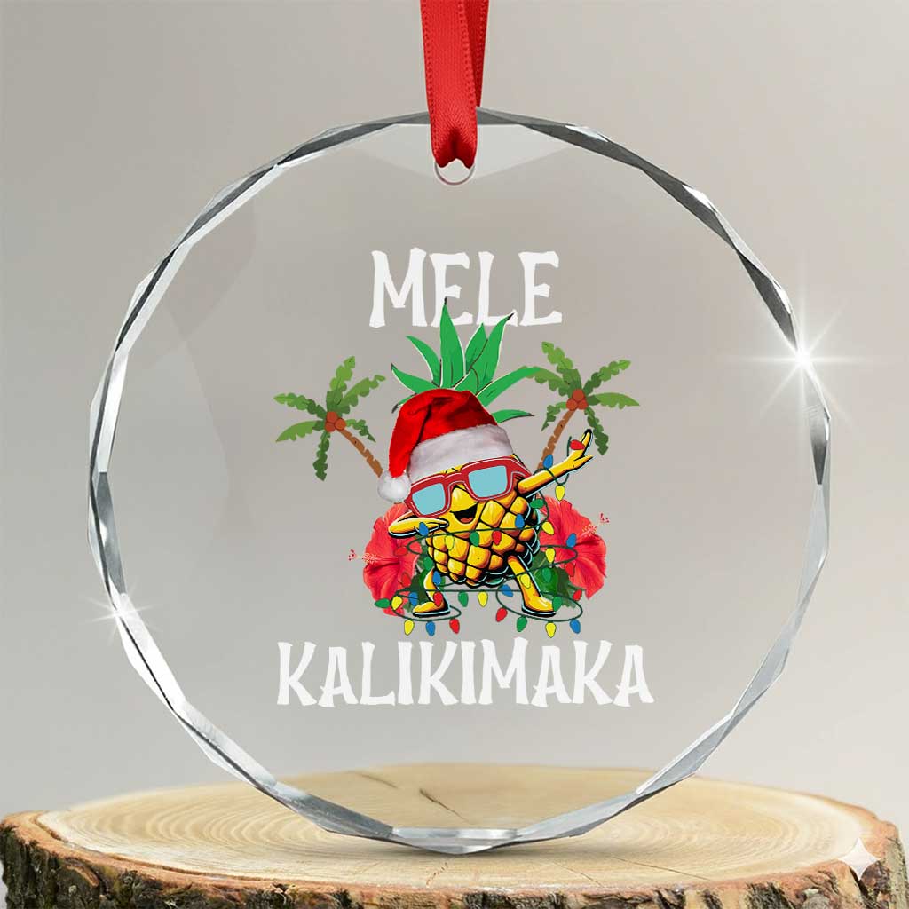 Hawaii Xmas Crystal Glass Ornament Mele Kalikimaka Hawaiian Pineapple Xmas Lights Santa Hat TS10