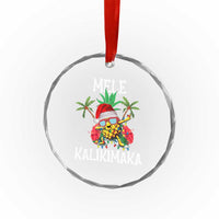 Hawaii Xmas Crystal Glass Ornament Mele Kalikimaka Hawaiian Pineapple Xmas Lights Santa Hat TS10