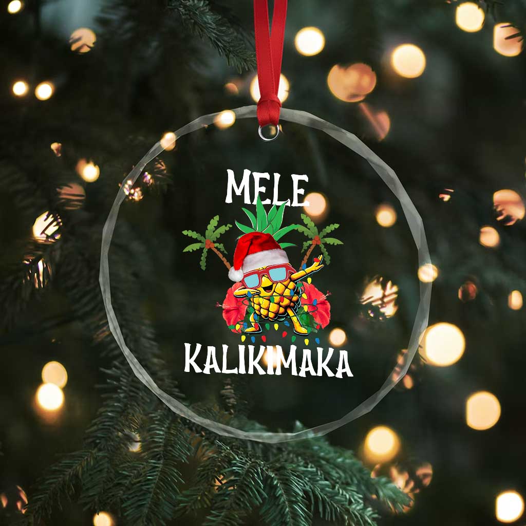 Hawaii Xmas Crystal Glass Ornament Mele Kalikimaka Hawaiian Pineapple Xmas Lights Santa Hat TS10