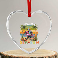 Hawaiian Bigfoot Christmas In July Heart Crystal Glass Ornament Tis The Sea-Sun