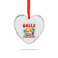 Hawaiian Christmas In July Heart Crystal Glass Ornament It's Hot as Balls of Holly Out Here