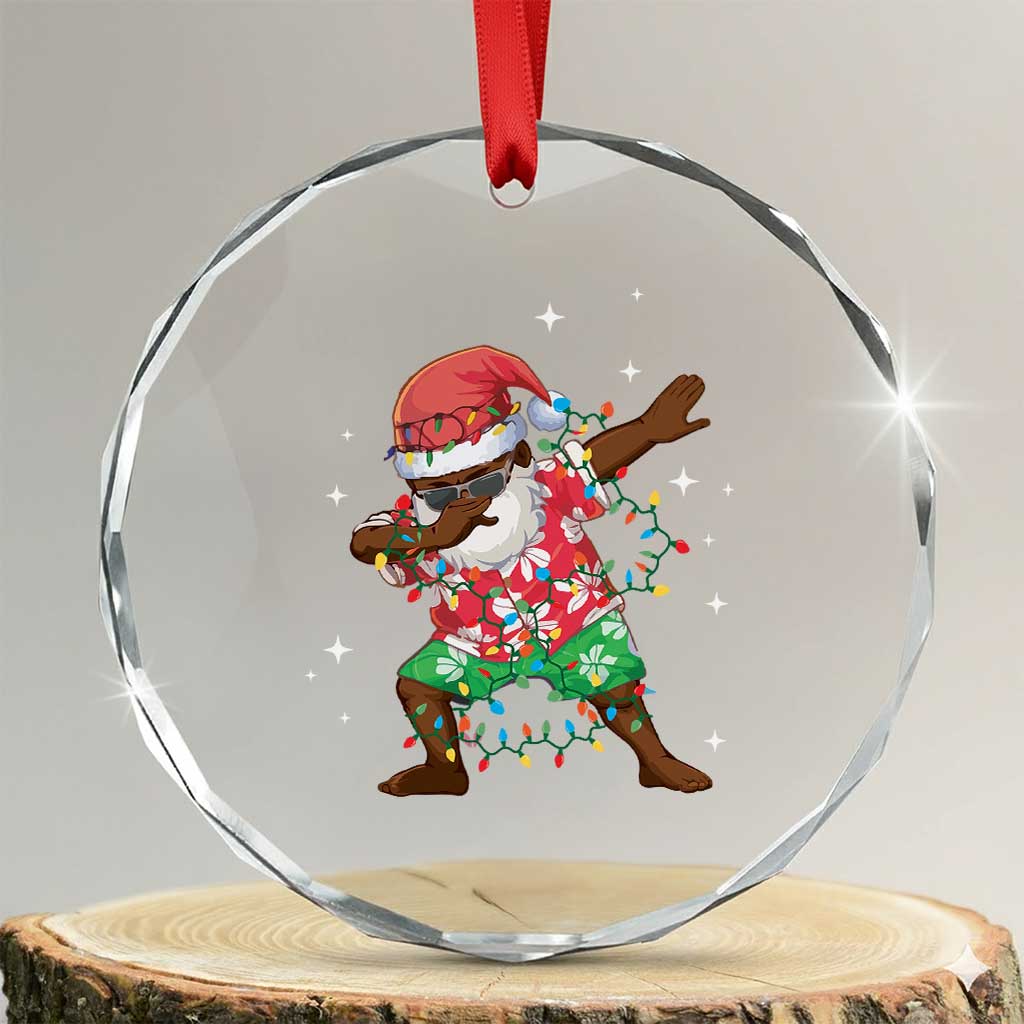 Hawaiian Crystal Glass Ornament Afro African Dabbing Santa Xmas Dab Girls Boys Kids - Wonder Print Shop