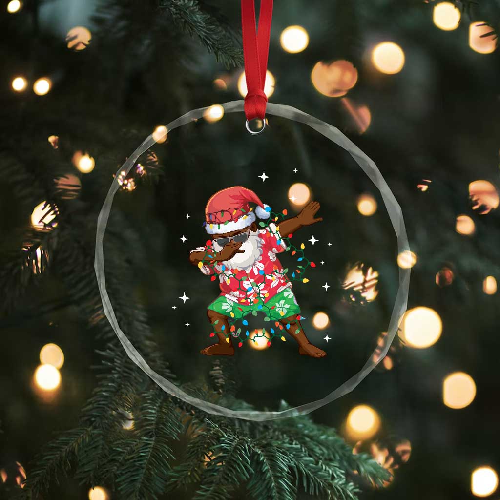 Hawaiian Crystal Glass Ornament Afro African Dabbing Santa Xmas Dab Girls Boys Kids - Wonder Print Shop