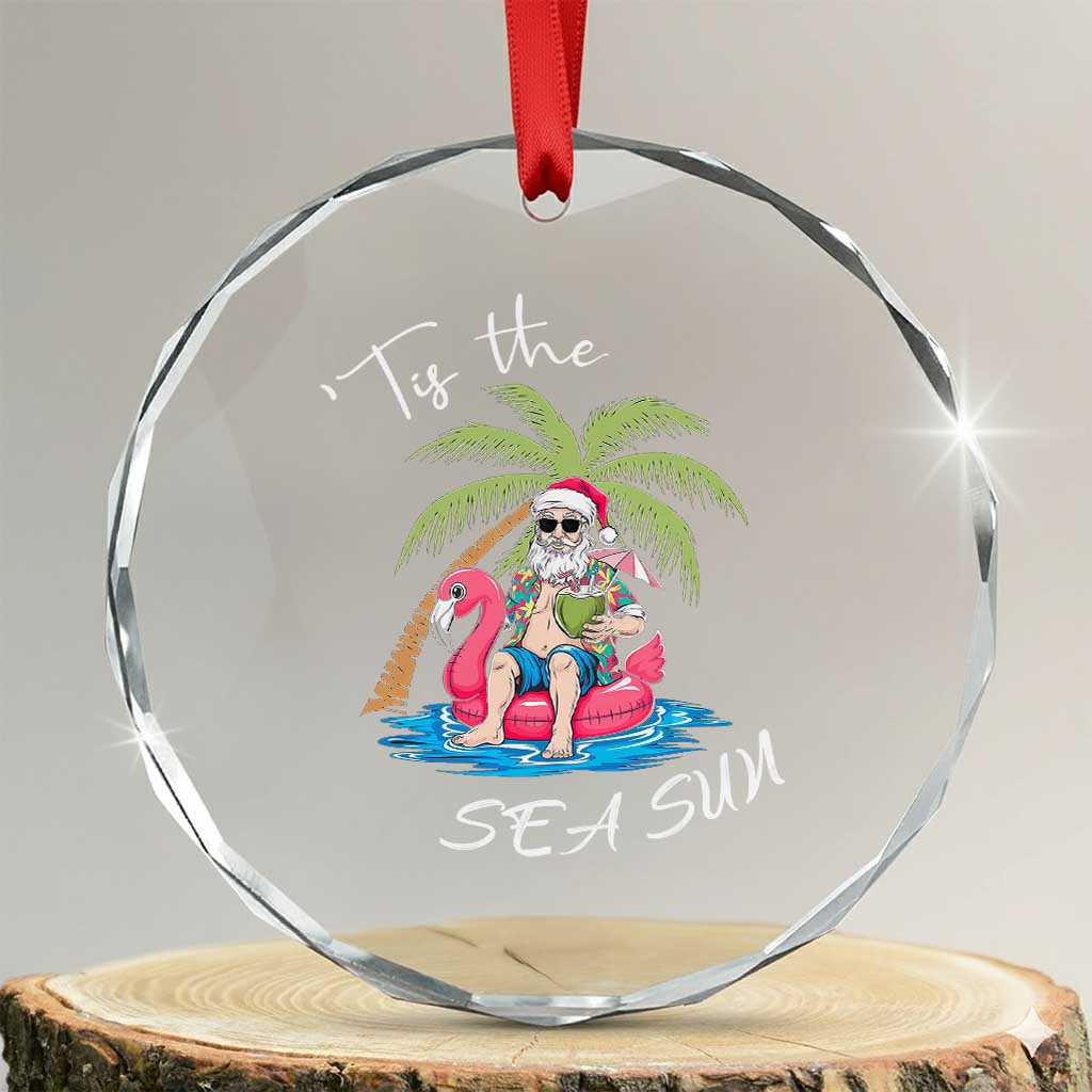 Hawaiian Crystal Glass Ornament Santa Tis The Sea Sun Beach Hawaii Xmas In July Tropical Xmas Gift Family Holiday TS10