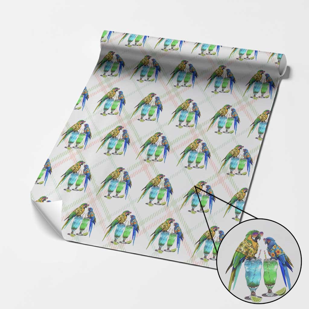 Hawaiian Parrots Drinking Margaritas Wrapping Paper Roll Beach Vacation Gift