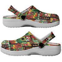 Hawaiian Santa Christmas Pattern Clogs Shoes Black Version - Wonder Print Shop