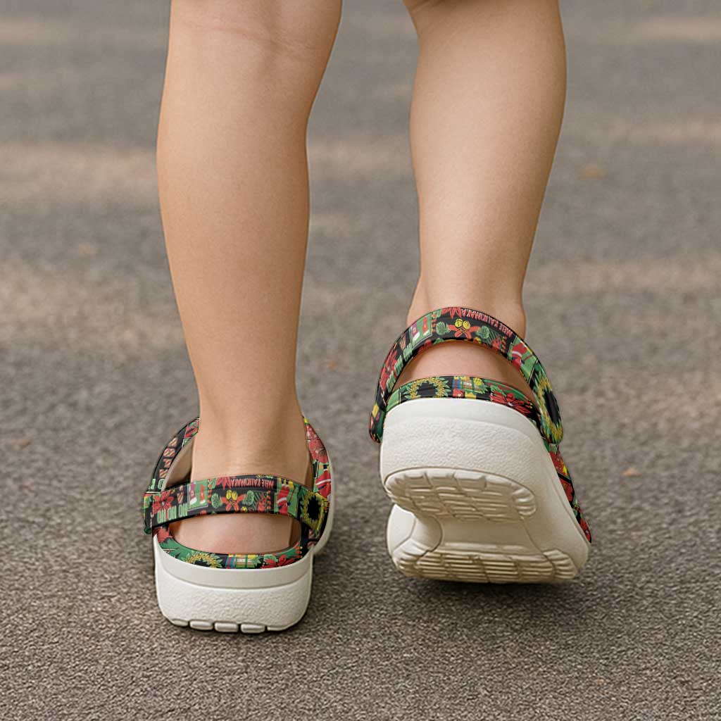 Hawaiian Santa Christmas Pattern Clogs Shoes Black Version - Wonder Print Shop