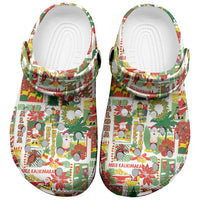 Hawaiian Santa Christmas Pattern Clogs Shoes White Version - Wonder Print Shop