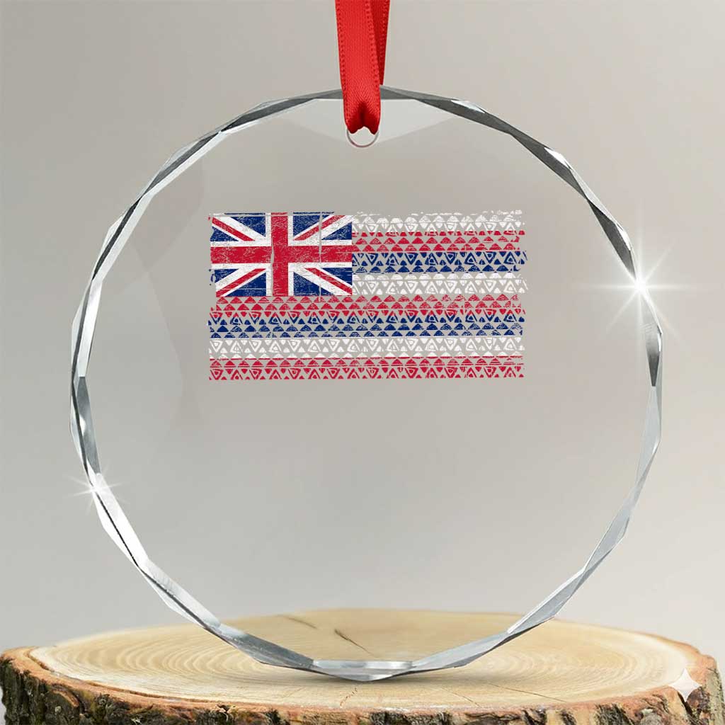 Hawaiian Tribal Flag State of Hawaii Crystal Glass Ornament