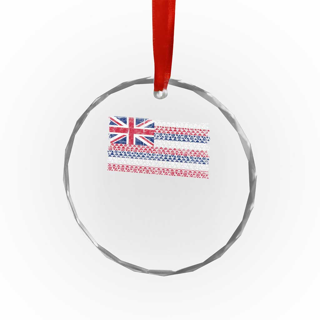 Hawaiian Tribal Flag State of Hawaii Crystal Glass Ornament