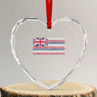 Hawaiian Tribal Flag State of Hawaii Heart Crystal Glass Ornament