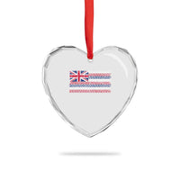 Hawaiian Tribal Flag State of Hawaii Heart Crystal Glass Ornament