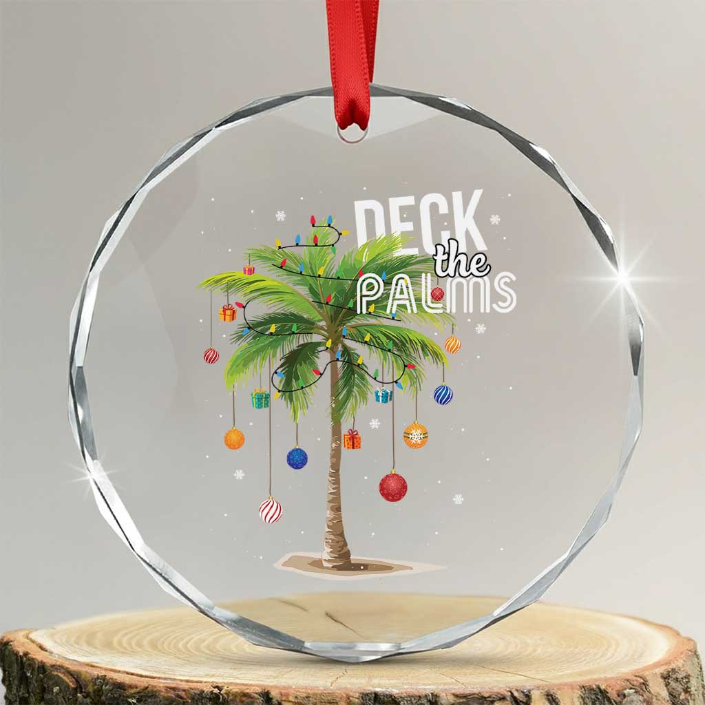 Hawaiian Xmas Crystal Glass Ornament Deck The Palms Christmas Palm Tree Beach Family Vacation TS10