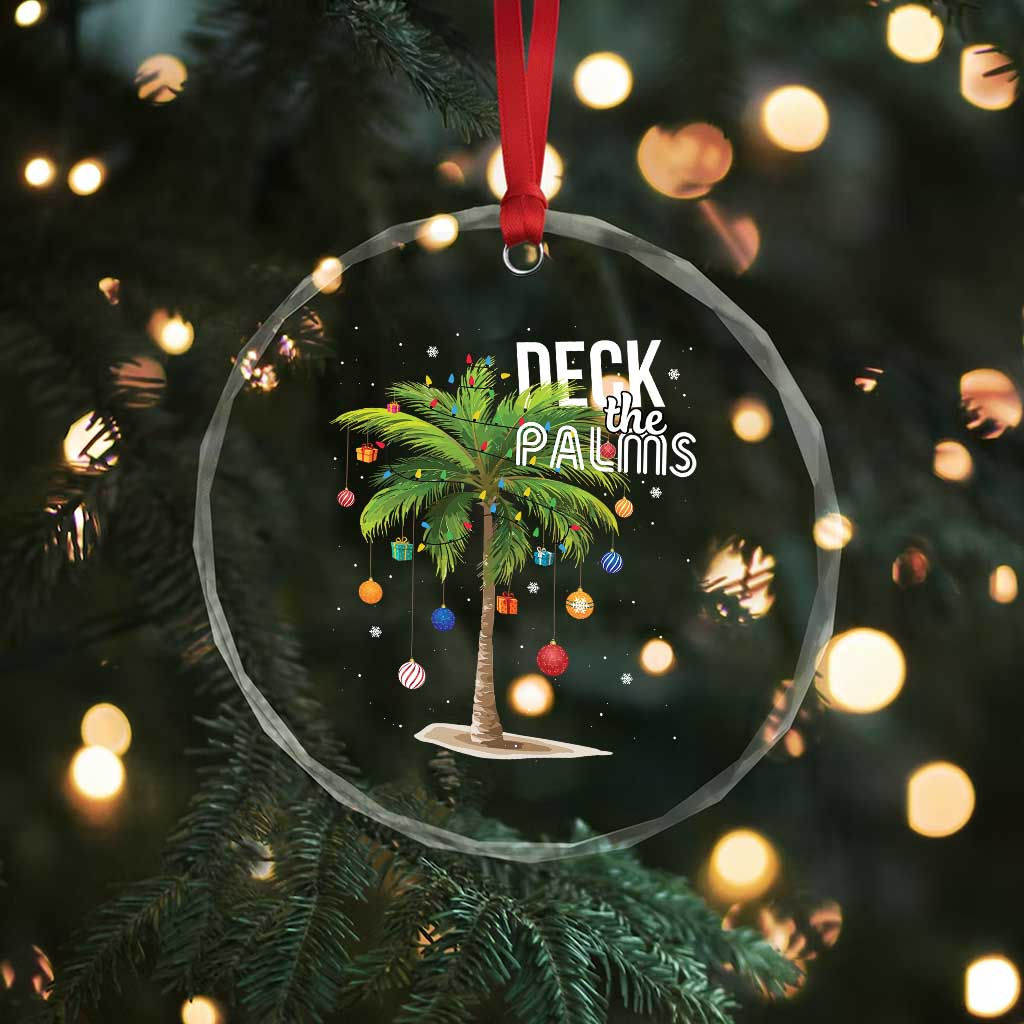 Hawaiian Xmas Crystal Glass Ornament Deck The Palms Christmas Palm Tree Beach Family Vacation TS10