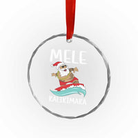 Hawaiian Xmas Crystal Glass Ornament Mele Kalikimaka Hawaii Surfing Santa Tropical Beach TS10