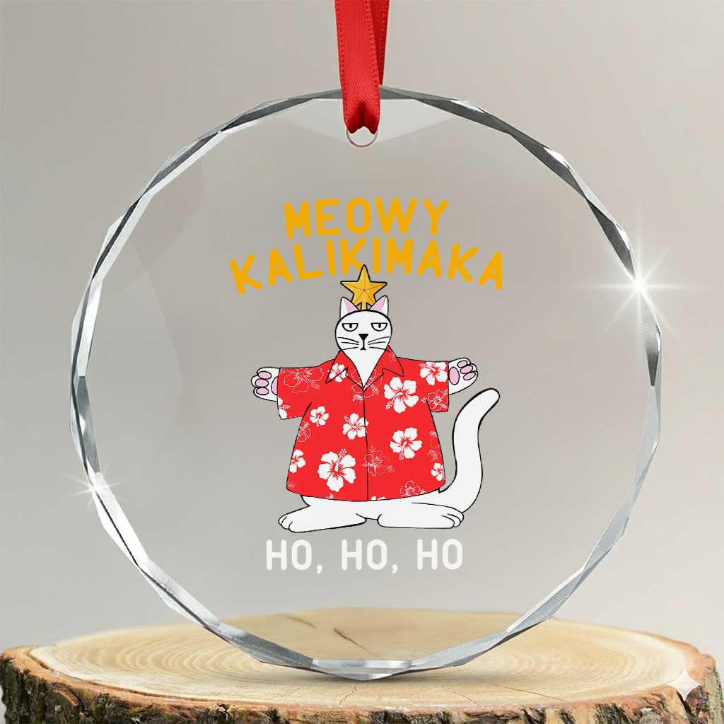 Hawaiian Xmas Cute Cat Crystal Glass Ornament Meowy Kalikimaka Hawaiian Cat Ho Ho Ho Xmas Tree TS09