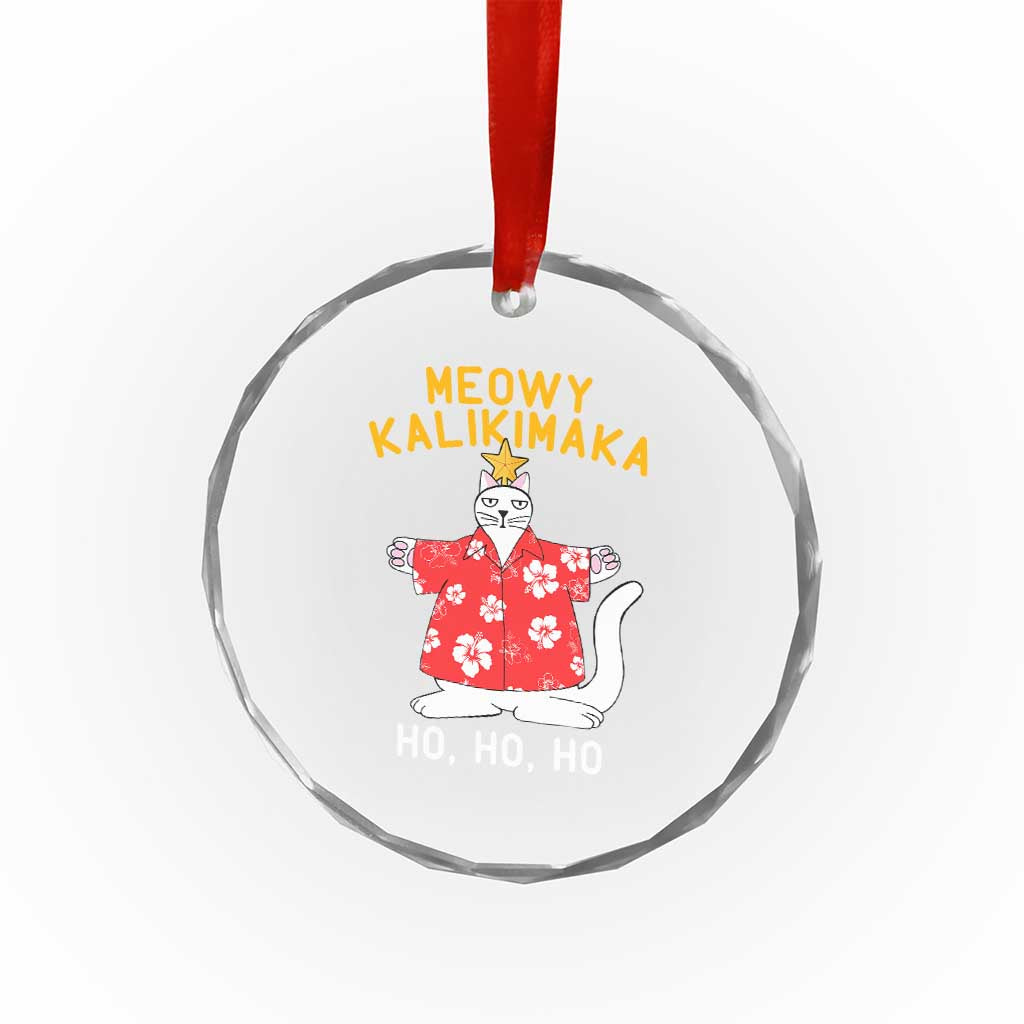 Hawaiian Xmas Cute Cat Crystal Glass Ornament Meowy Kalikimaka Hawaiian Cat Ho Ho Ho Xmas Tree TS09