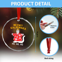 Hawaiian Xmas Cute Cat Crystal Glass Ornament Meowy Kalikimaka Hawaiian Cat Ho Ho Ho Xmas Tree TS09