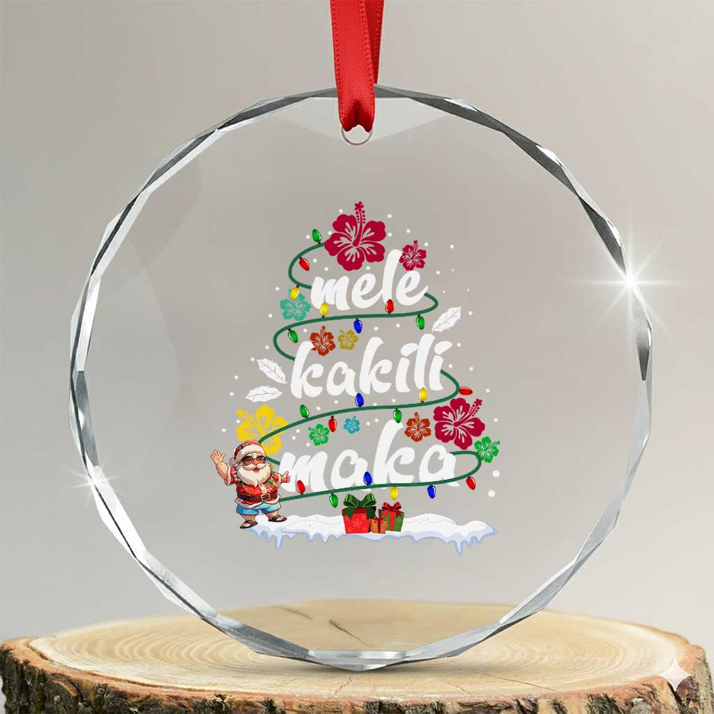 Hawaiian Xmas Tree Crystal Glass Ornament Mele Kalikimaka Beach Family Vacation Xmas Hawaii Santa TS10