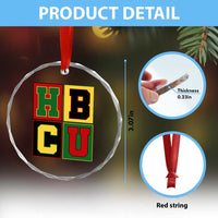 HBCU Block Letter Pride Graphic Crystal Glass Ornament College Support Statement Black Excellence