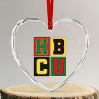 HBCU Block Letter Pride Graphic Heart Crystal Glass Ornament College Support Statement Black Excellence