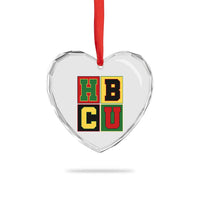 HBCU Block Letter Pride Graphic Heart Crystal Glass Ornament College Support Statement Black Excellence