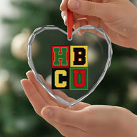 HBCU Block Letter Pride Graphic Heart Crystal Glass Ornament College Support Statement Black Excellence