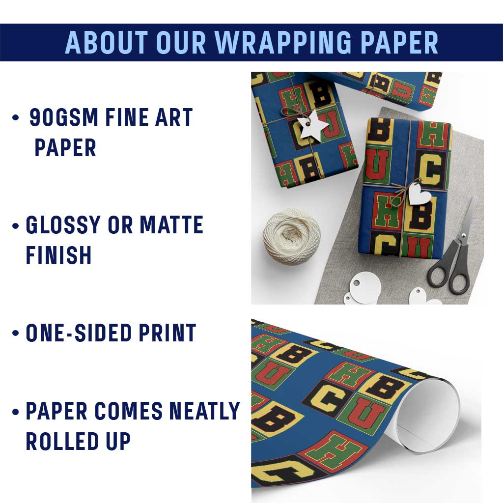 HBCU Block Letter Pride Graphic Wrapping Paper Roll College Support Statement Black Excellence