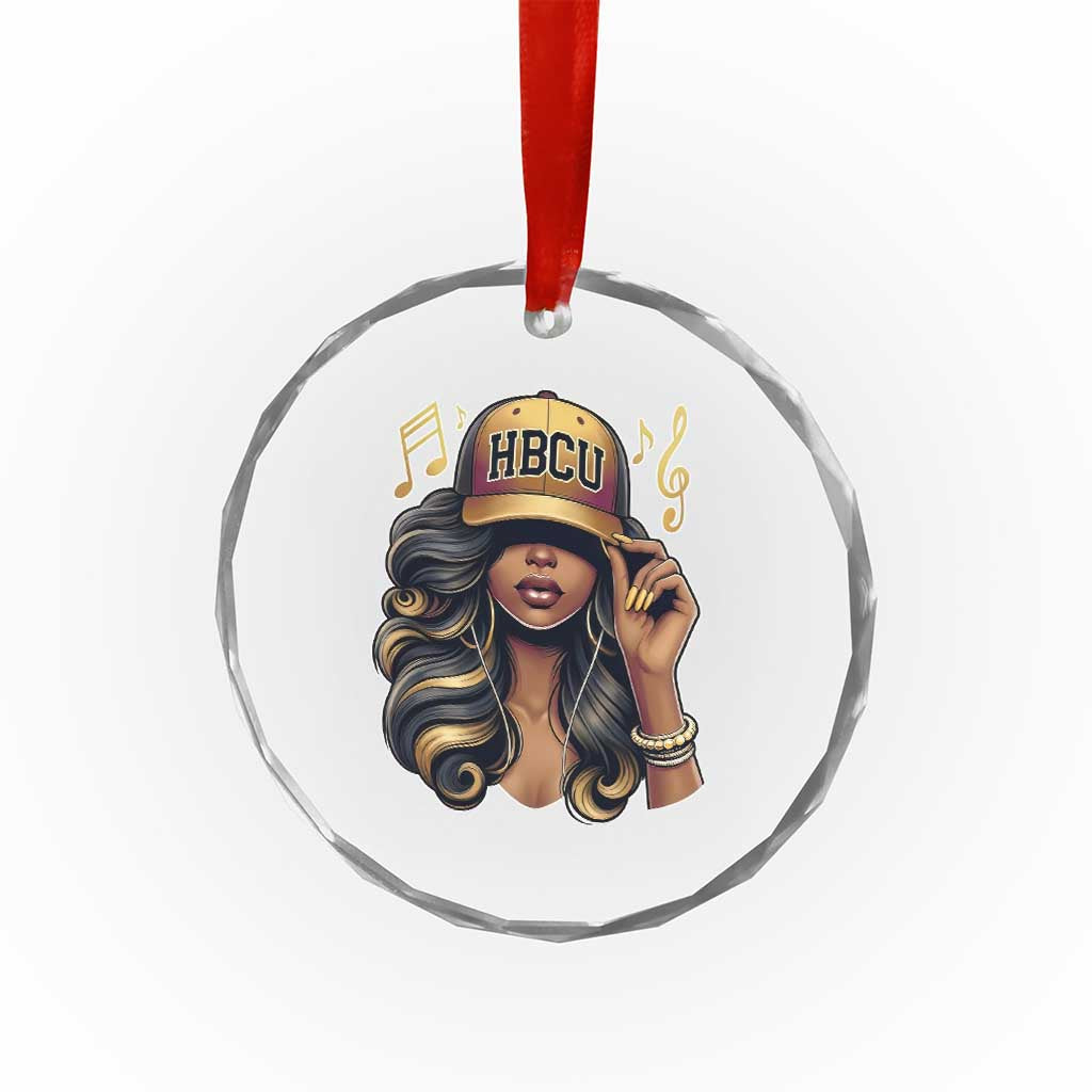 HBCU Queen Vibes Crystal Glass Ornament Melanin Music College Pride for Black Excellence Supporters