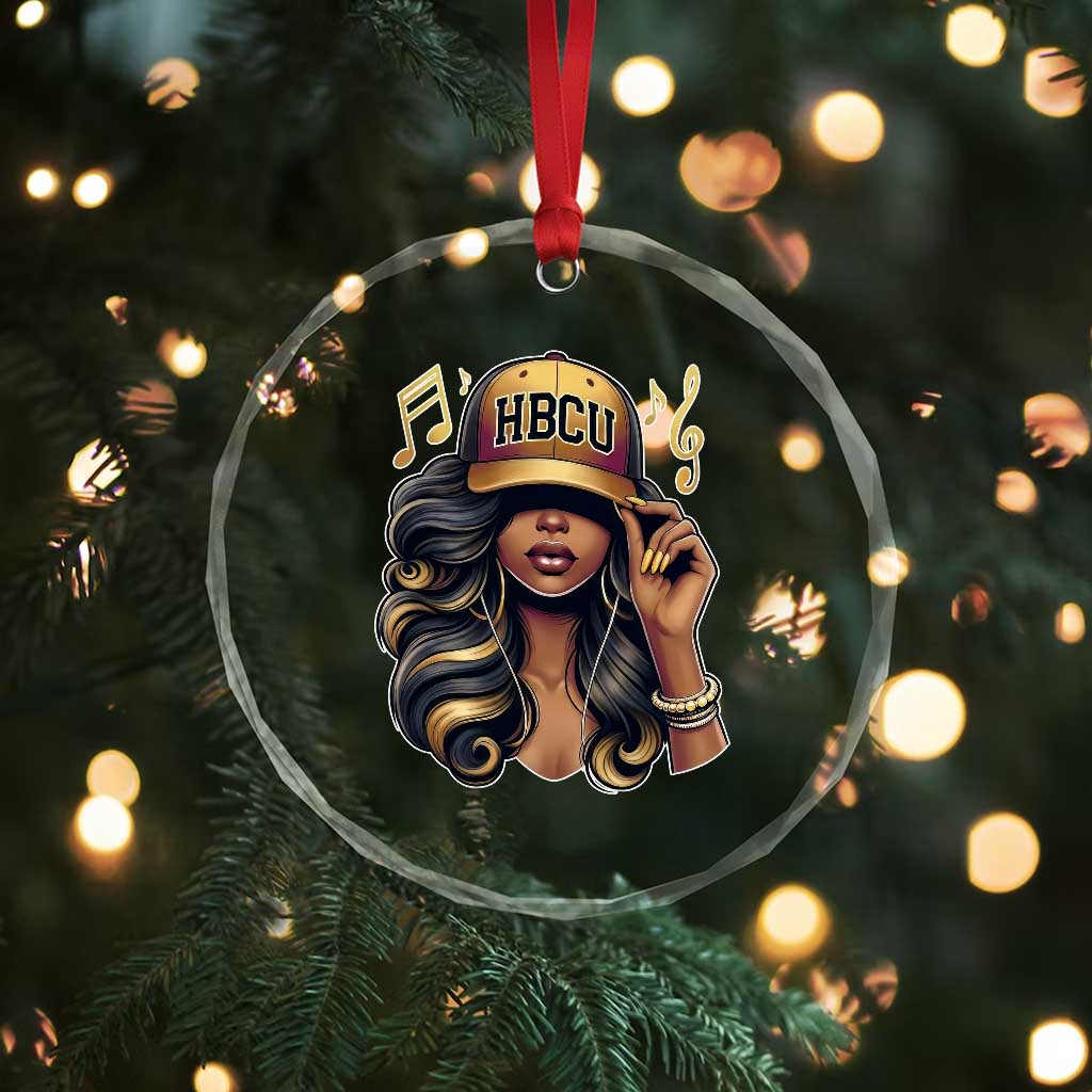 HBCU Queen Vibes Crystal Glass Ornament Melanin Music College Pride for Black Excellence Supporters