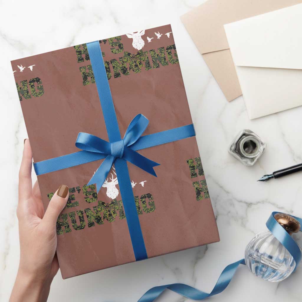 He Is Hunting Wrapping Paper Roll Camo Deer Hunters Girlfriend Wife Hunting Season - Wonder Print Shop