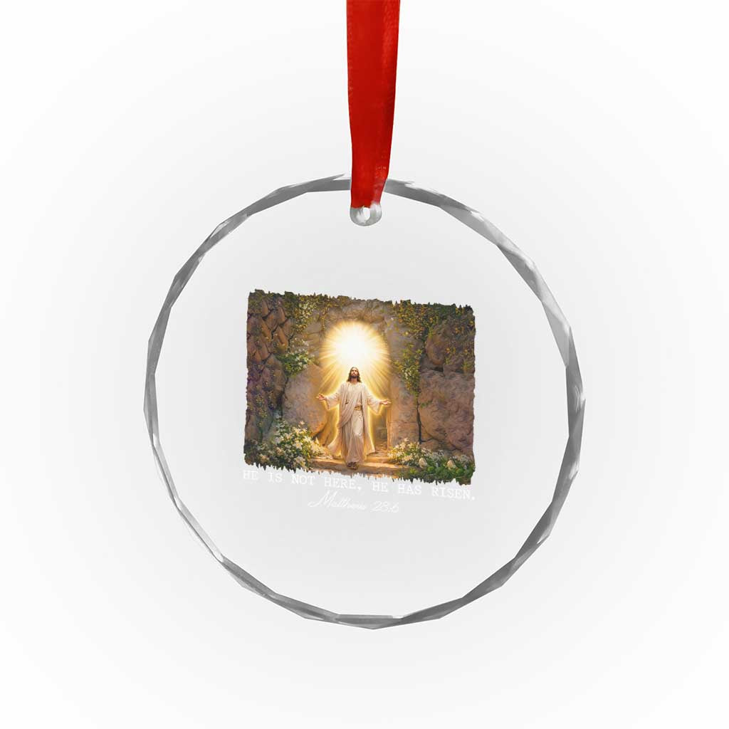 He Is Not Here He Has Risen Crystal Glass Ornament Easter Christian Jesus