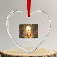 He Is Not Here He Has Risen Heart Crystal Glass Ornament Easter Christian Jesus