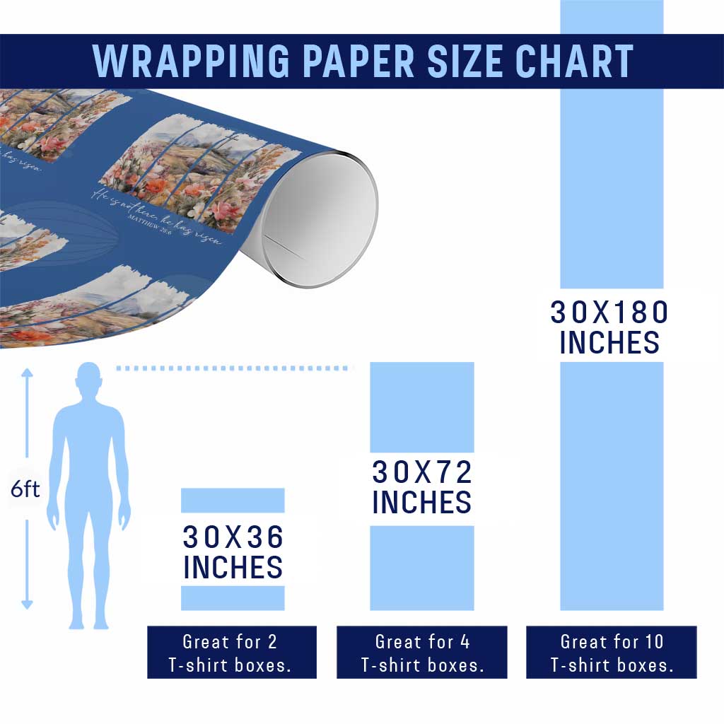 He Is Not Here He Has Risen Wrapping Paper Roll Christian Easter Religious Bible Verse