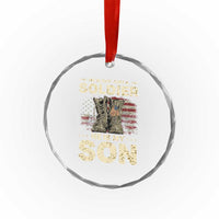 He Is Not Just A Soldier He Is My Son Crystal Glass Ornament Proud US Army Son