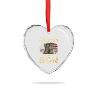 He Is Not Just A Soldier He Is My Son Heart Crystal Glass Ornament Proud US Army Son