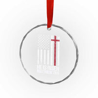 He Is Rise Crystal Glass Ornament Christian American Flag Easter Bible Verse