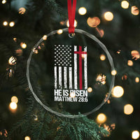 He Is Rise Crystal Glass Ornament Christian American Flag Easter Bible Verse