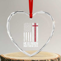 He Is Rise Heart Crystal Glass Ornament Christian American Flag Easter Bible Verse
