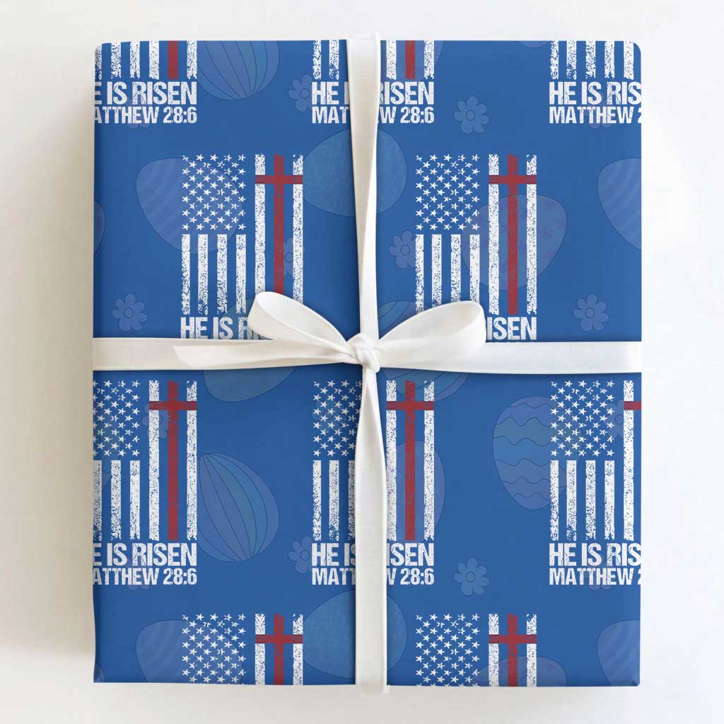 He Is Rise Wrapping Paper Roll Christian American Flag Easter Bible Verse