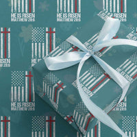 He Is Rise Wrapping Paper Roll Christian American Flag Easter Bible Verse