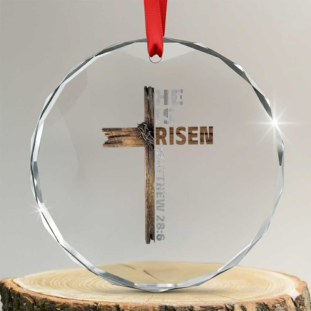 He is Risen Christian Crystal Glass Ornament Easter Cross Jesus Christian