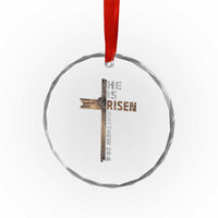 He is Risen Christian Crystal Glass Ornament Easter Cross Jesus Christian